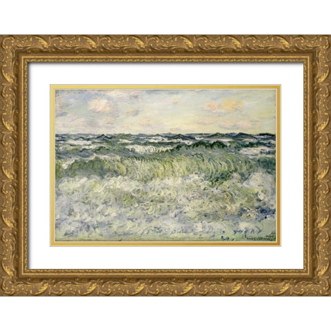 Marine - Etude de mer Gold Ornate Wood Framed Art Print with Double Matting by Monet, Claude