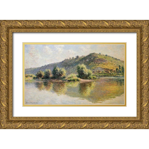 The Seine at Port-Villez Gold Ornate Wood Framed Art Print with Double Matting by Monet, Claude