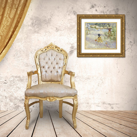 Plage De Nice Gold Ornate Wood Framed Art Print with Double Matting by Morisot, Berthe