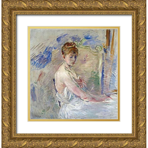 A Young Girl From The East Gold Ornate Wood Framed Art Print with Double Matting by Morisot, Berthe