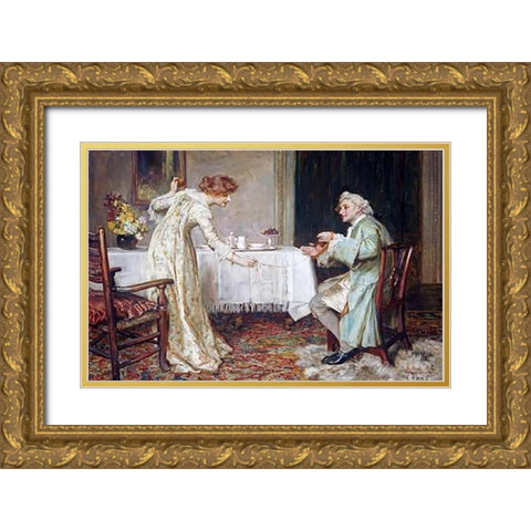 A Tangle Gold Ornate Wood Framed Art Print with Double Matting by Muschamp, F. Sydney