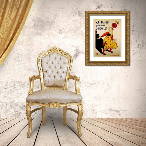 J.K.B, Quinquina Au Guignolet Gold Ornate Wood Framed Art Print with Double Matting by Oge, Eugene