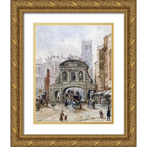 Temple Bar, London Gold Ornate Wood Framed Art Print with Double Matting by Rayner, Louise