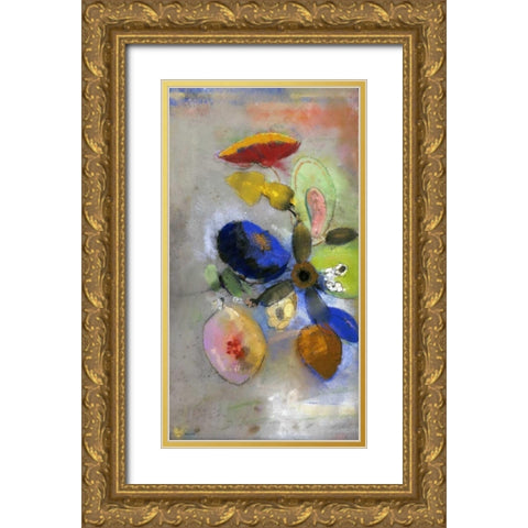 Flowers Gold Ornate Wood Framed Art Print with Double Matting by Redon, Odilion