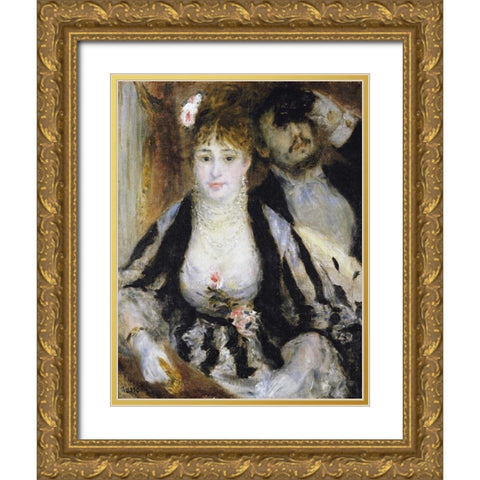 The Theatre Box - La Loge Gold Ornate Wood Framed Art Print with Double Matting by Renoir, Pierre-Auguste