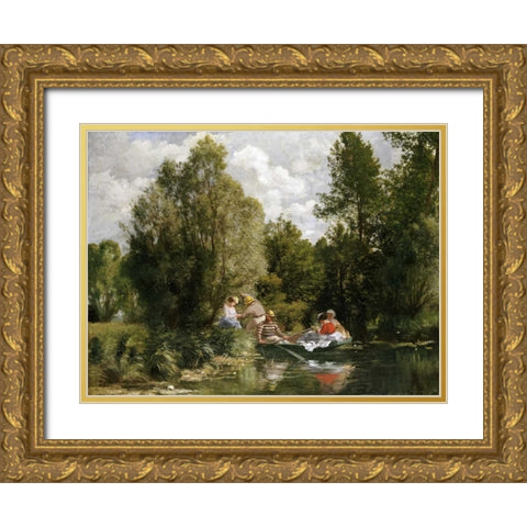 The Pond at Fees Gold Ornate Wood Framed Art Print with Double Matting by Renoir, Pierre-Auguste