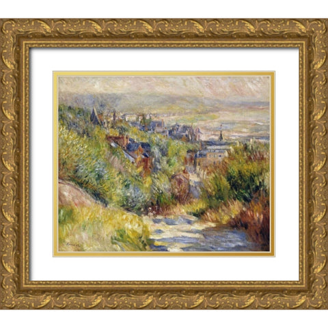 The Heights at Trouville Gold Ornate Wood Framed Art Print with Double Matting by Renoir, Pierre-Auguste