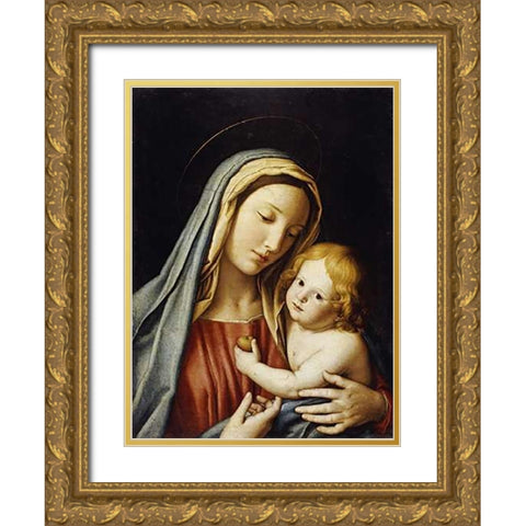 The Madonna and Child Gold Ornate Wood Framed Art Print with Double Matting by Salvi, Giovanni Battista