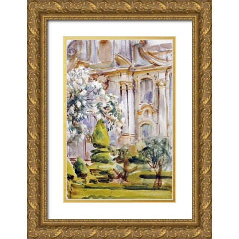 Palace and Gardens, Spain Gold Ornate Wood Framed Art Print with Double Matting by Sargent, John Singer