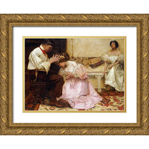 The Two Crowns Gold Ornate Wood Framed Art Print with Double Matting by Sims, Charles
