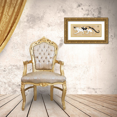 The Cat Gold Ornate Wood Framed Art Print with Double Matting by Steinlen, Theophile
