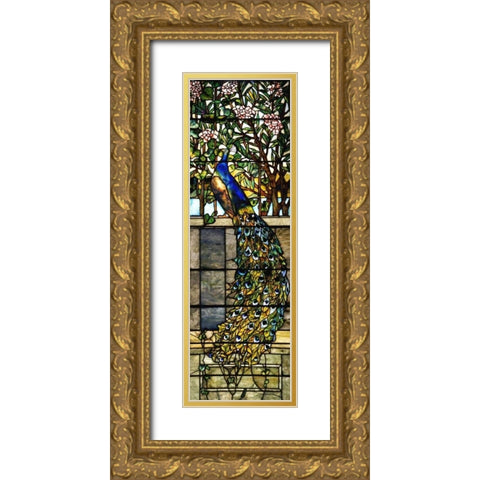 Detail of Right Side of Twilight Gold Ornate Wood Framed Art Print with Double Matting by Tiffany Studios