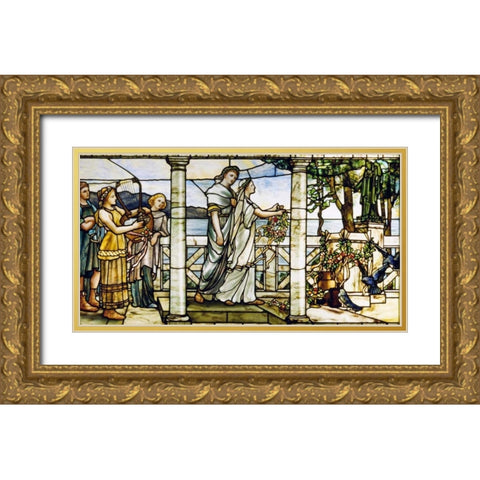 Group of Maidens Gold Ornate Wood Framed Art Print with Double Matting by Tiffany Studios