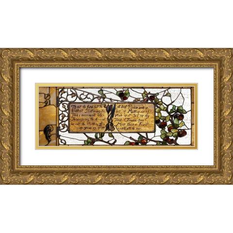 Enameled Favrile Glass Window Gold Ornate Wood Framed Art Print with Double Matting by Tiffany Studios