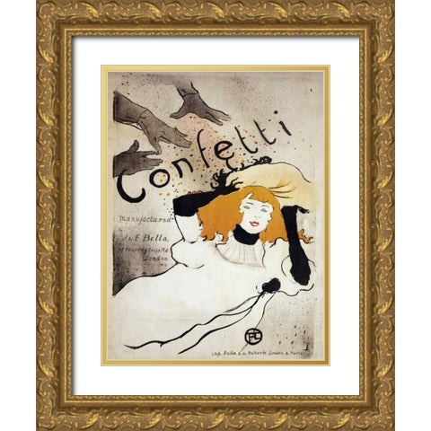 Confetti Gold Ornate Wood Framed Art Print with Double Matting by Toulouse-Lautrec, Henri