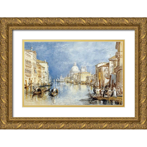 The Grand Canal, Venice Gold Ornate Wood Framed Art Print with Double Matting by Turner, Joseph M.W.