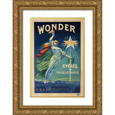 Wonder, Cycles Et Pieces Detachees Gold Ornate Wood Framed Art Print with Double Matting by Unknown