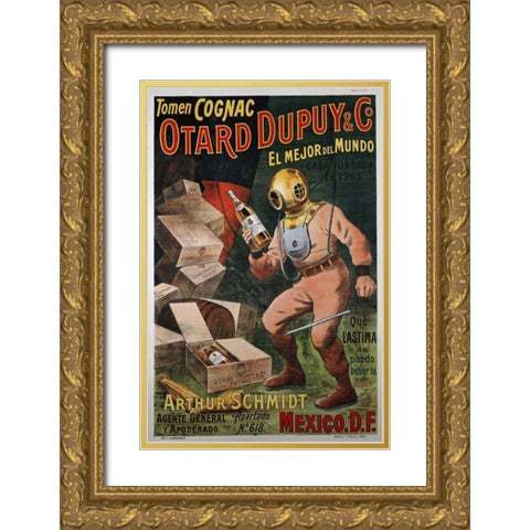 Cognac Otard Dupuy and Co Gold Ornate Wood Framed Art Print with Double Matting by Unknown