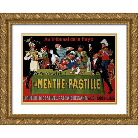 La Menthe-Pastille Gold Ornate Wood Framed Art Print with Double Matting by Unknown