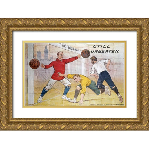 The Boro Still Unbeaten Gold Ornate Wood Framed Art Print with Double Matting by Unknown