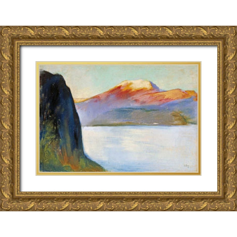 Sea View Gold Ornate Wood Framed Art Print with Double Matting by Ury, Lesser