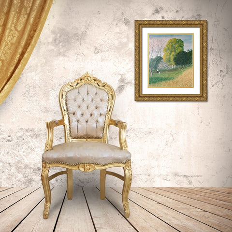 The Green Tree, Cagnes Gold Ornate Wood Framed Art Print with Double Matting by Vallotton, Felix