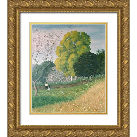 The Green Tree, Cagnes Gold Ornate Wood Framed Art Print with Double Matting by Vallotton, Felix