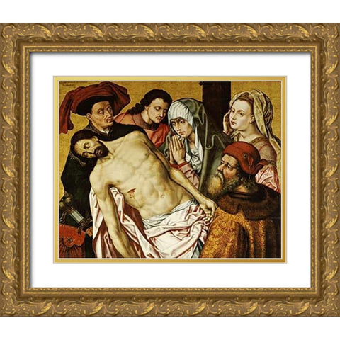 The DeVintageition Gold Ornate Wood Framed Art Print with Double Matting by Van Der Goes, Hugo