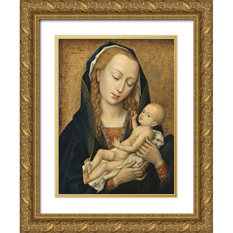 Virgin and Child Gold Ornate Wood Framed Art Print with Double Matting by Van Der Weyden, Rogier