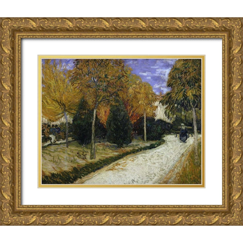 The Public Garden Gold Ornate Wood Framed Art Print with Double Matting by Van Gogh, Vincent