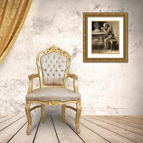 The Prayer Gold Ornate Wood Framed Art Print with Double Matting by Van Gogh, Vincent