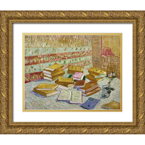 The Parisian Novels Gold Ornate Wood Framed Art Print with Double Matting by Van Gogh, Vincent
