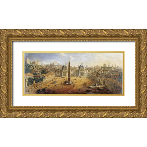 Piazza Del Popolo, Rome Gold Ornate Wood Framed Art Print with Double Matting by Van Wittel, Gaspar