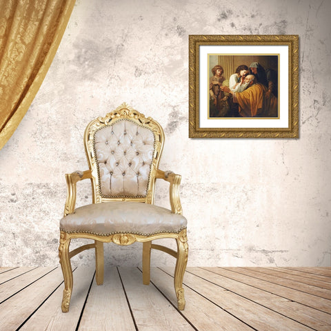 Tobias Curing His Fathers Blindness Gold Ornate Wood Framed Art Print with Double Matting by West, Benjamin