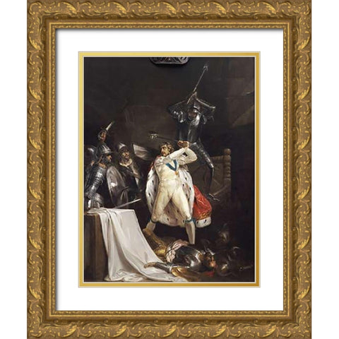 The Death of King Richard II Gold Ornate Wood Framed Art Print with Double Matting by Wheatley, Francis