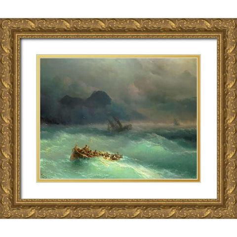 The Shipwreck Gold Ornate Wood Framed Art Print with Double Matting by Aivasowsky, Ivan Konstantinovich