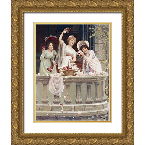 On The Balcony Gold Ornate Wood Framed Art Print with Double Matting by Altson, Abbey