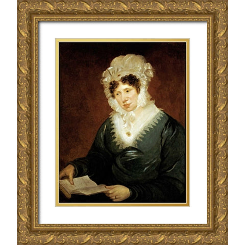 Portrait of a Lady Gold Ornate Wood Framed Art Print with Double Matting by American School