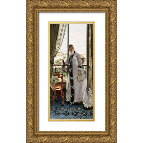 A Reflective Moment Gold Ornate Wood Framed Art Print with Double Matting by Duez, Ernest Ange