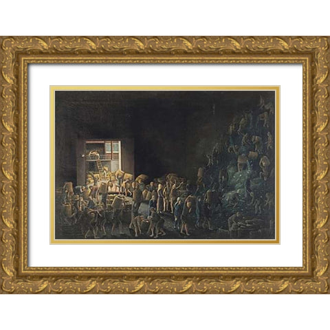 Tea Manufacture in the First Process Gold Ornate Wood Framed Art Print with Double Matting by Anglo-Chinese School