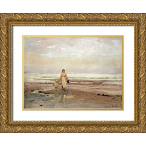 Paddling Gold Ornate Wood Framed Art Print with Double Matting by Bartom, Rose Maynard