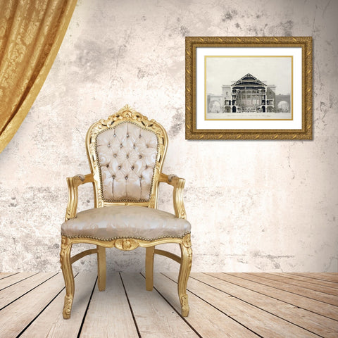 Cross-Section of The Front Section of The Theatre Gold Ornate Wood Framed Art Print with Double Matting by Belanger, Francois-Joseph