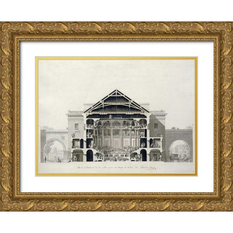 Cross-Section of The Front Section of The Theatre Gold Ornate Wood Framed Art Print with Double Matting by Belanger, Francois-Joseph