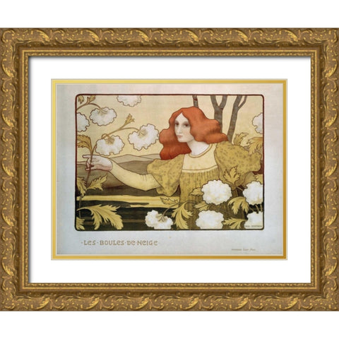 Les Boules De Neige Gold Ornate Wood Framed Art Print with Double Matting by Berthon, Paul