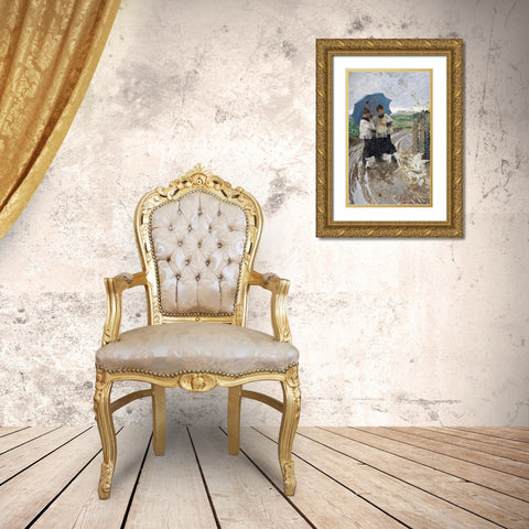 The Return From The Festival Gold Ornate Wood Framed Art Print with Double Matting by Bianchi, Mose