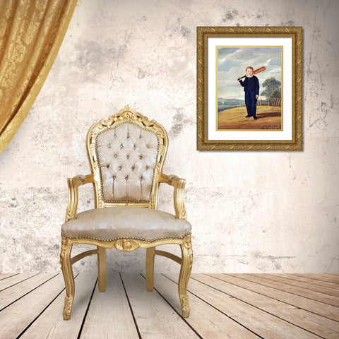 Blue Boy Gold Ornate Wood Framed Art Print with Double Matting by Bone, Henry
