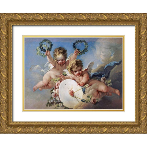 La Cible DAmour - Love Target Gold Ornate Wood Framed Art Print with Double Matting by Boucher, Francois