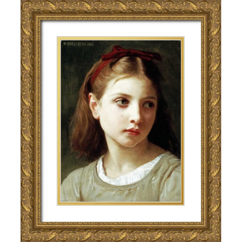 Une Petite Fille Gold Ornate Wood Framed Art Print with Double Matting by Bouguereau, William-Adolphe