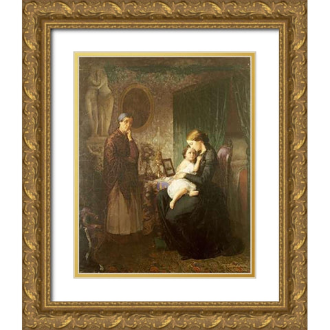 Motherly Love Gold Ornate Wood Framed Art Print with Double Matting by Bubkovskii, G.