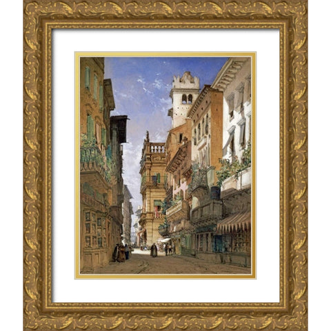 Verona Gold Ornate Wood Framed Art Print with Double Matting by Callow, William